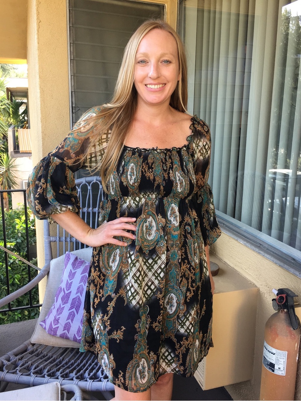 Boho Paisley Smocked Peasant Mini Dress